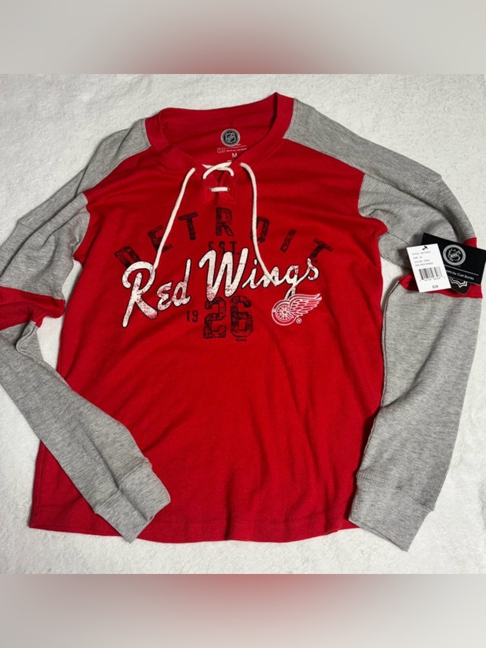 Detroit Red Wings NHL Women’s Lace Up Shirt Medium NWT
